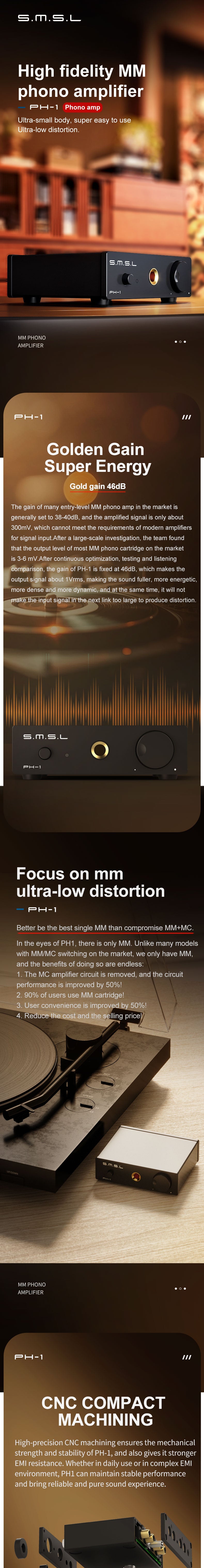 SMSL PH-1 — Phono Pre-Amplifier + Headphone Amp