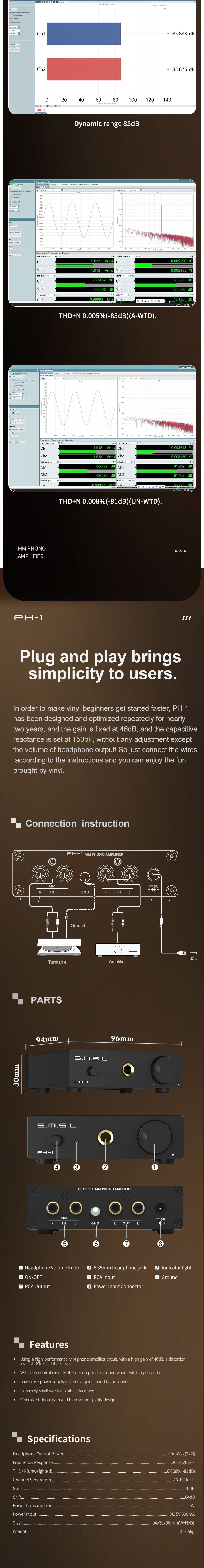 SMSL PH-1 — Phono Pre-Amplifier + Headphone Amp